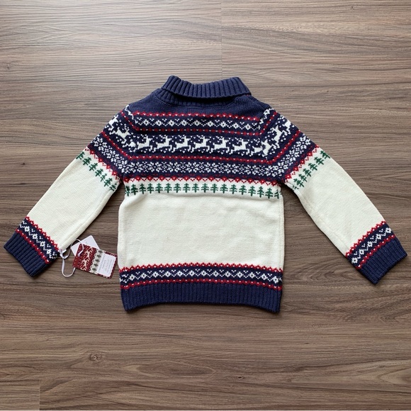 Sale! Tahari Boy Christmas Sweater with Knit Reindeer & Shawl Neckline Size 2T - Picture 5 of 6